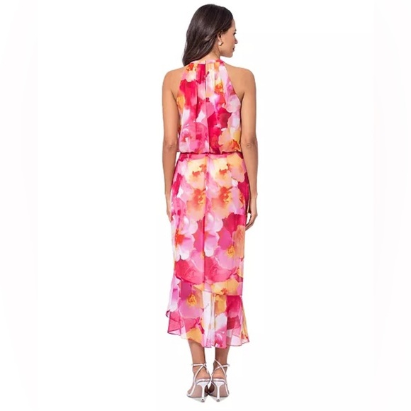NWT!! XSCAPE - Women's Floral-Print Halter High-Low Dress - Picture 2 of 12